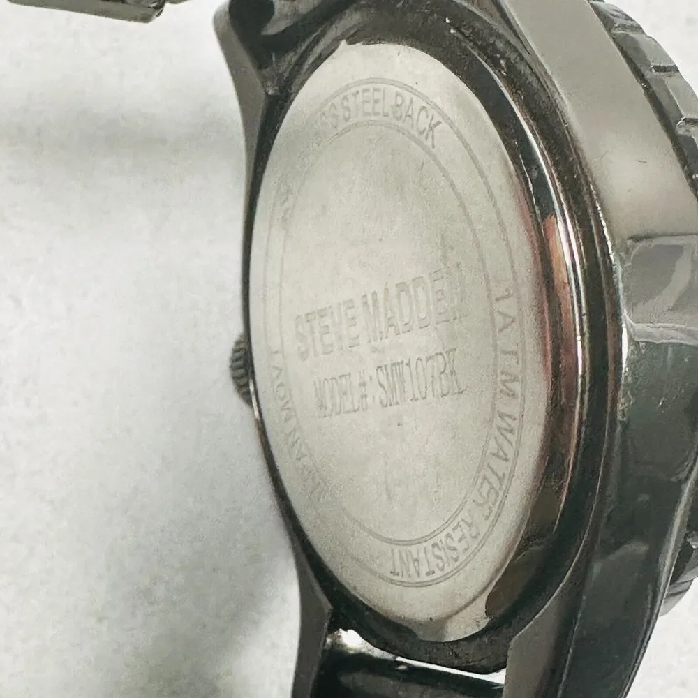 Steve Madden Watch Mens 48mm Dark Gray Rotating Bezel New Battery